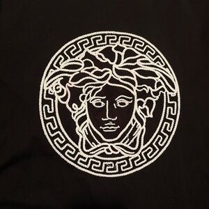 Versace Black Taylor Fit, White Knitted Logo